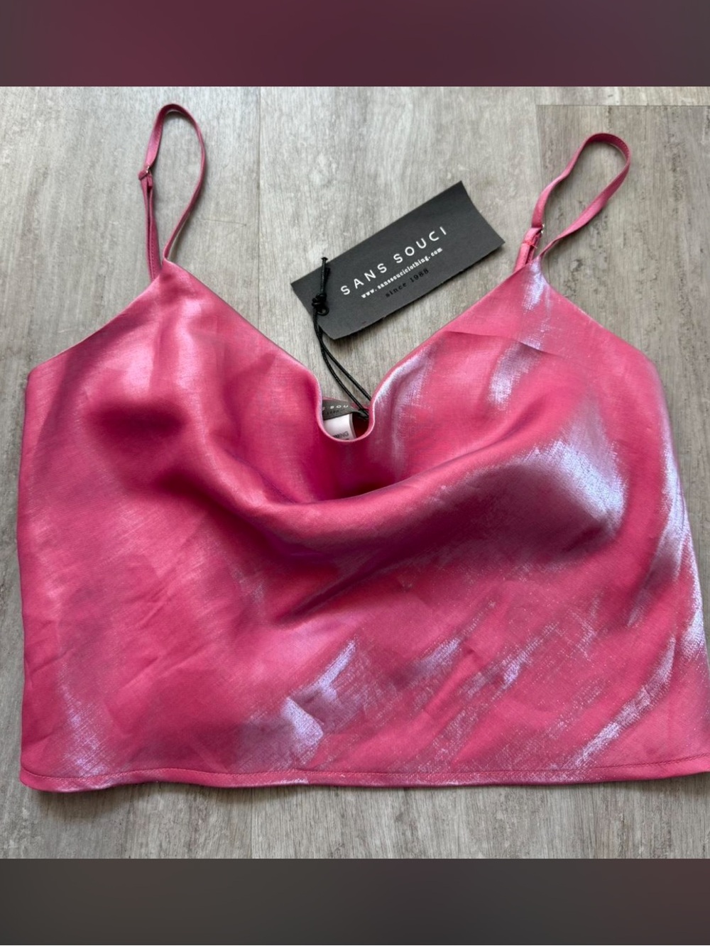 Sans Souci Hot Pink Satin Cowl-Neck Camisole